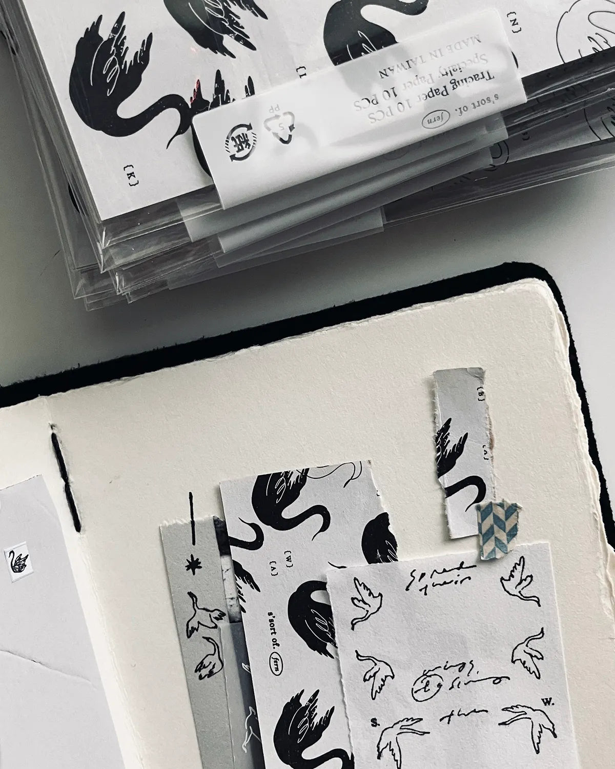 Somesortof.fernM5 and M6 Paper Refill - Black and White Swans