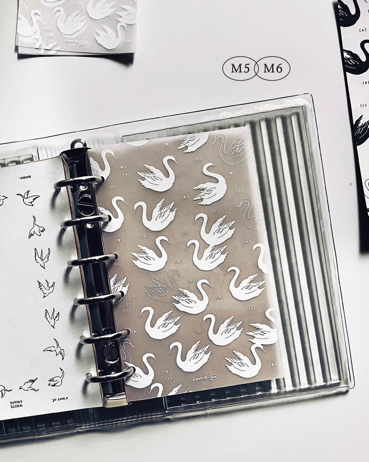 Somesortof.fernM5 and M6 Paper Refill - Black and White Swans