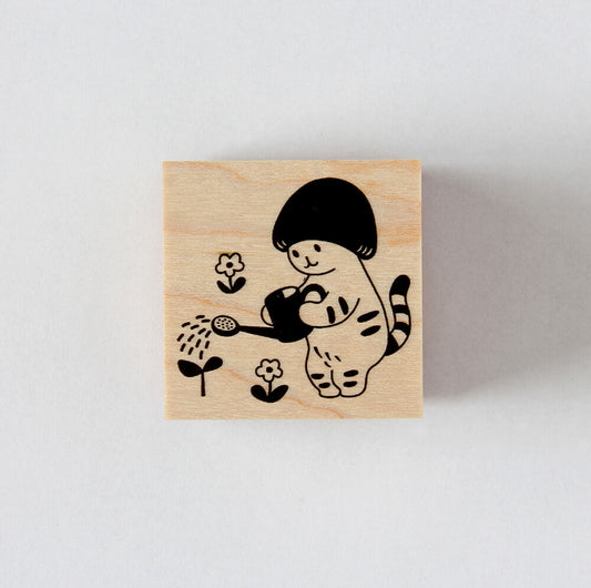 4legs Mushroom Cat Rubber Stamp - Gardening