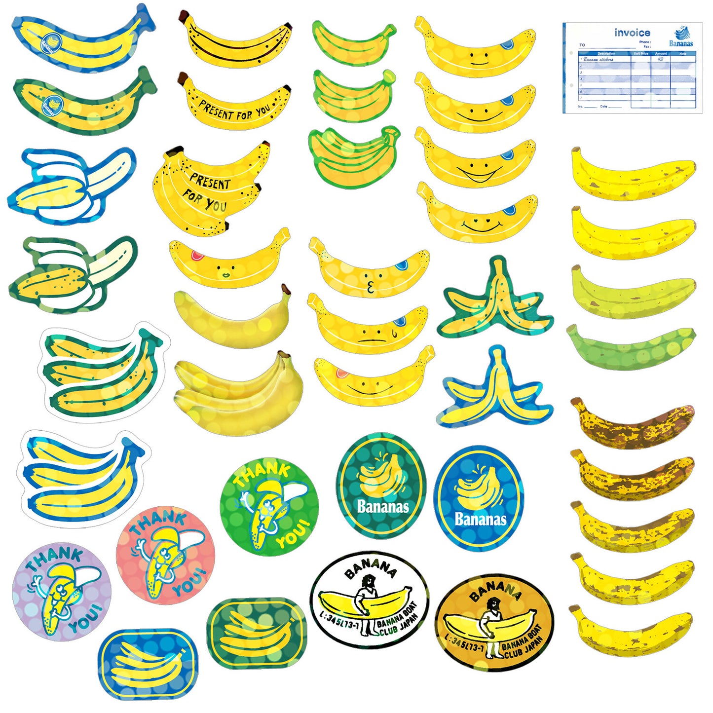 Greeting Life Inc. Shipping Box Sticker Flake Set - Bananas