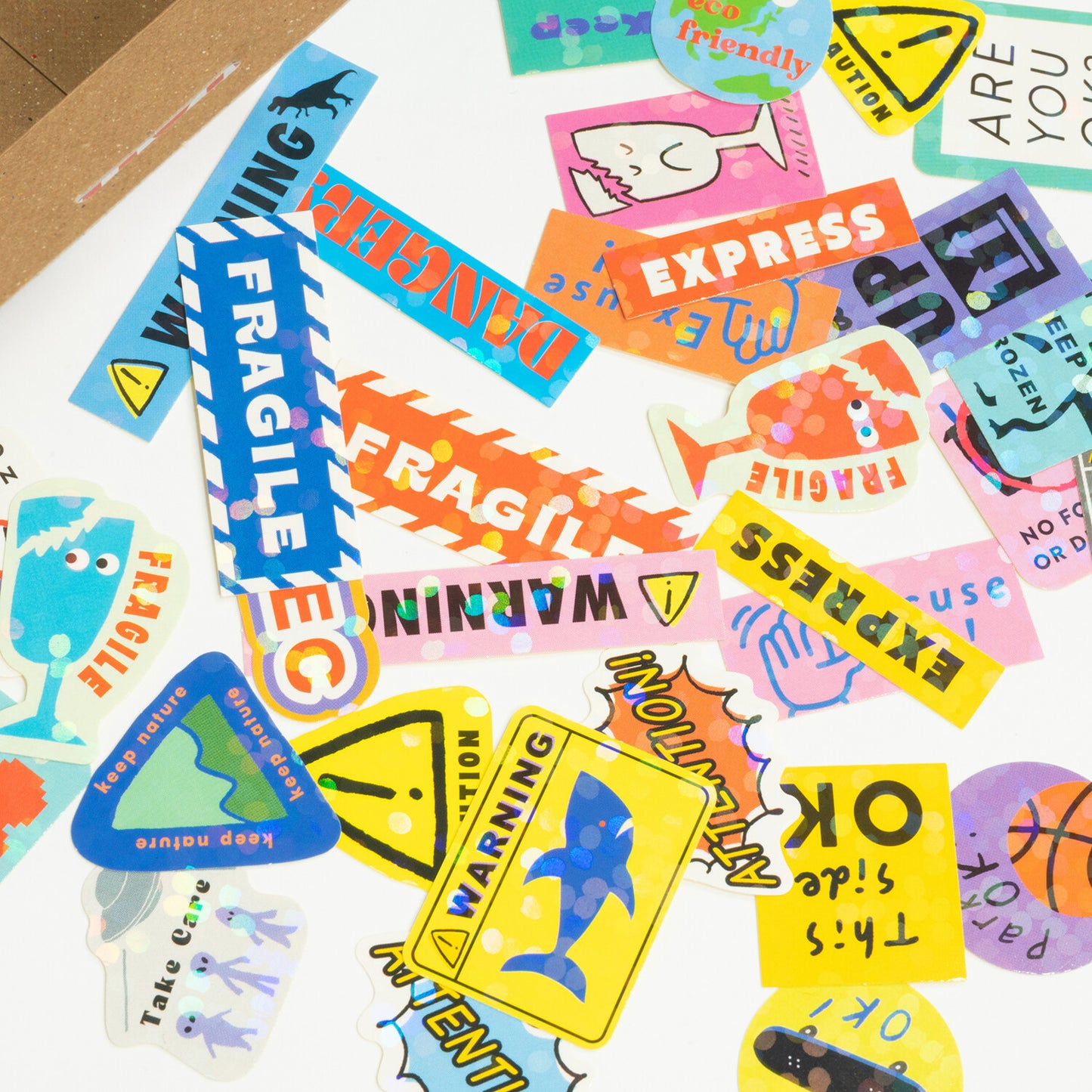 Greeting Life Inc. Shipping Box Sticker Flake Set - Caution Stickers