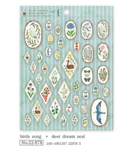 Cozyca Midori Asano Stickers - Birds Song x Deer Dream