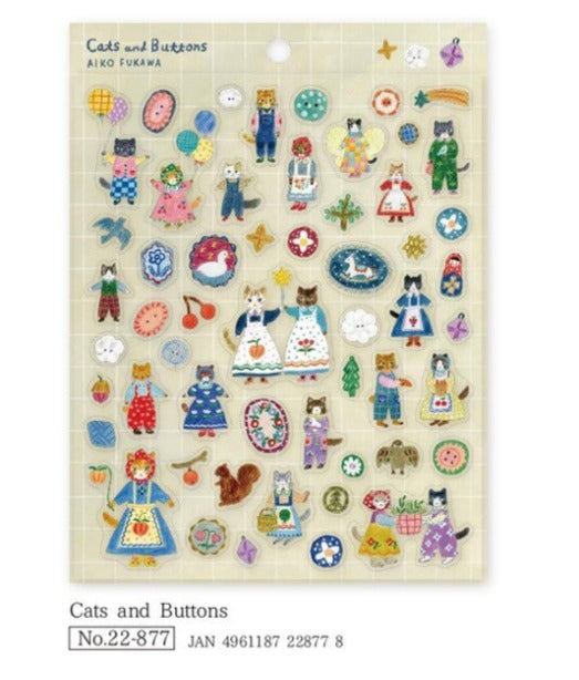 Cozyca Aiko Fukawa Stickers - Cats and Buttons