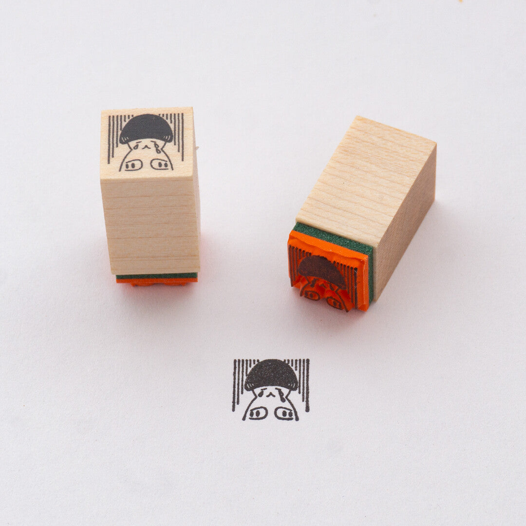 4legs Mushroom Cat Mini Rubber Stamp - Sad