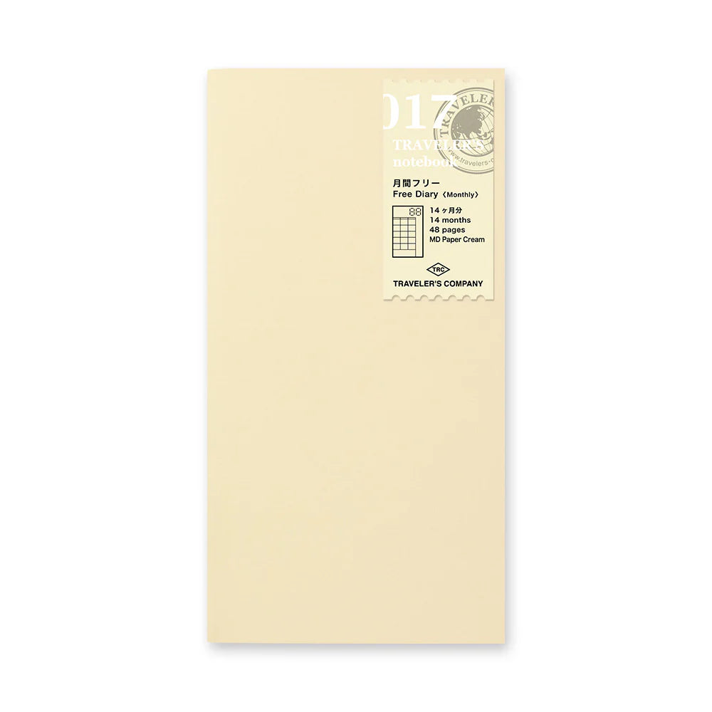 TRAVELER'S notebook Regular Size 017 Free Diary (Monthly)