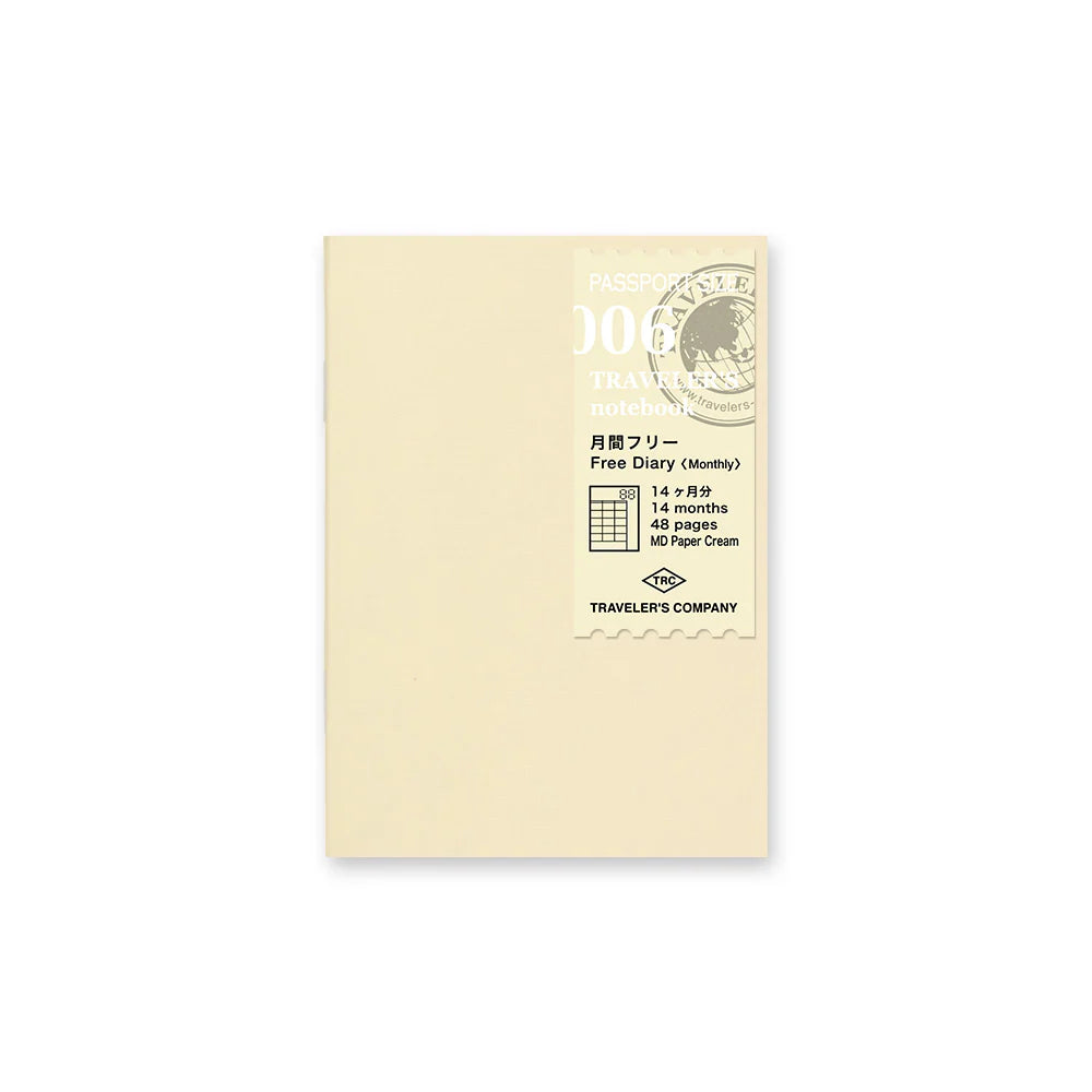 TRAVELER'S notebook Passport Size 006 Monthly Free Diary Refill