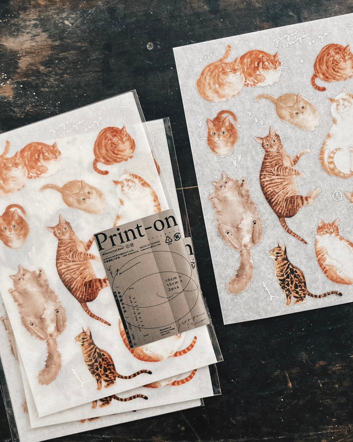 Somesortof.fern Print-on Stickers - Orange Cats