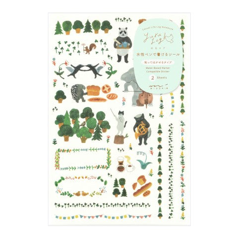 Midori Yuru Log Decoration Sticker Sheet Set - Forest Animal