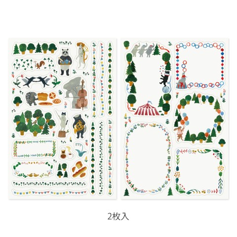 Midori Yuru Log Decoration Sticker Sheet Set - Forest Animal