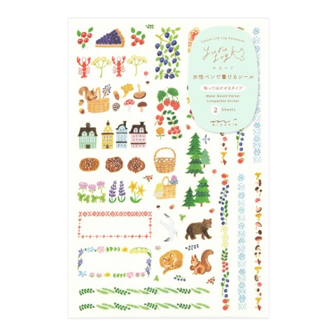 Midori Yuru Log Decoration Sticker Sheet Set - Scandinavia