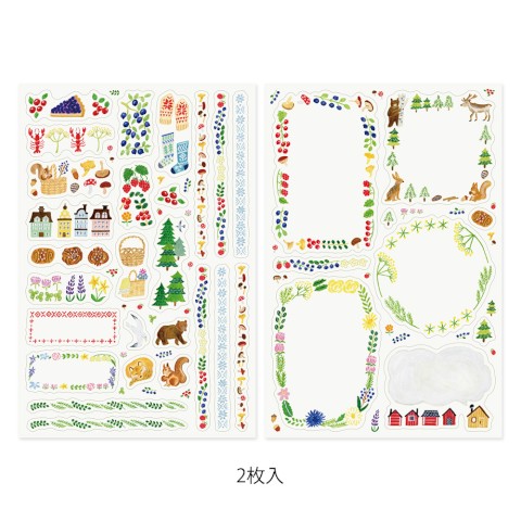 Midori Yuru Log Decoration Sticker Sheet Set - Scandinavia
