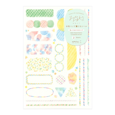 Midori Yuru Log Decoration Sticker Sheet Set - Watercolor