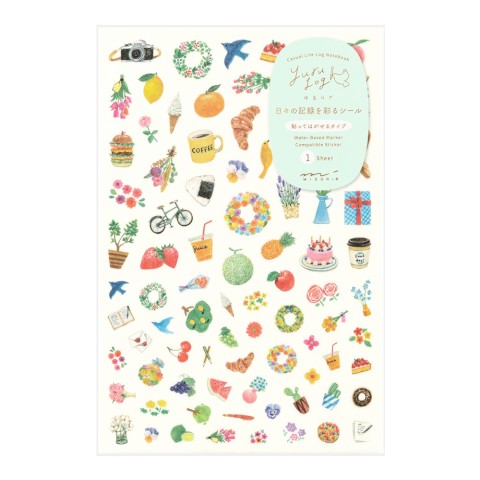 Midori Yuru Log Decoration Sticker Sheet - Motif
