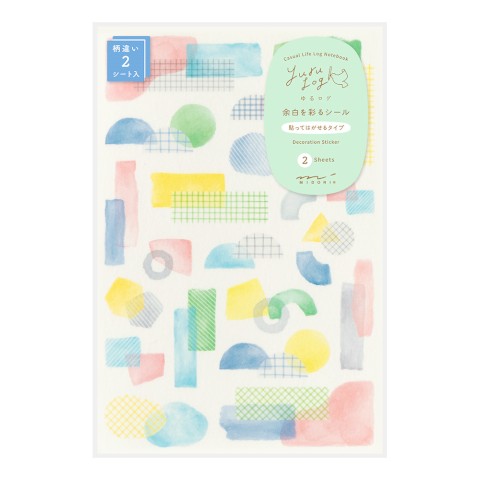 Midori Yuru Log Decoration Sticker Sheet Set - Watercolor Motif