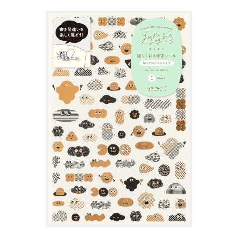 Midori Yuru Log Decoration Sticker Sheet - Camouflage Mini Monster with Gold Foil