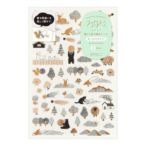 Midori Yuru Log Decoration Sticker Sheet - Camouflage Forest
