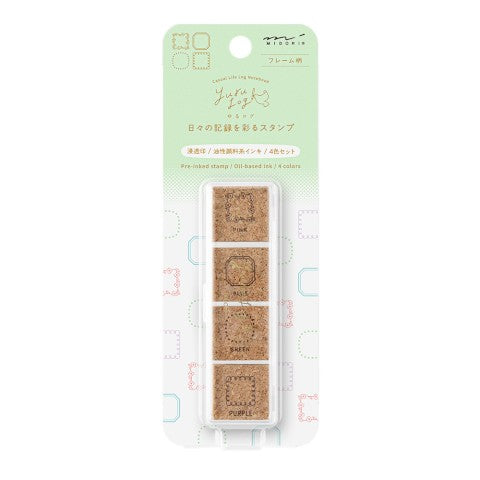Midori Yuru Log Pre-Inked Paintable Stamp Set - Frame