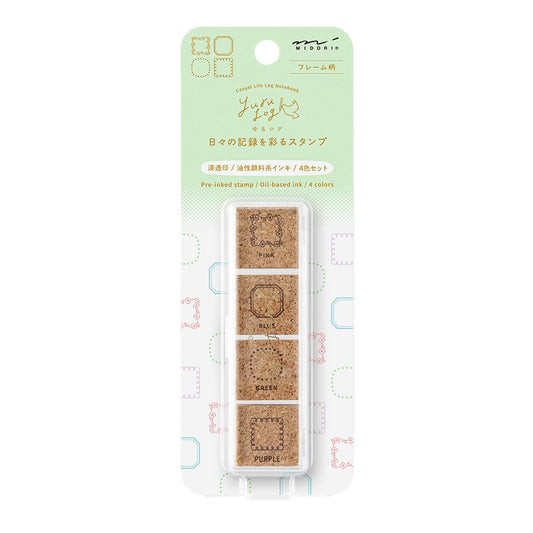Midori Yuru Log Pre-Inked Paintable Stamp Set - Geometry