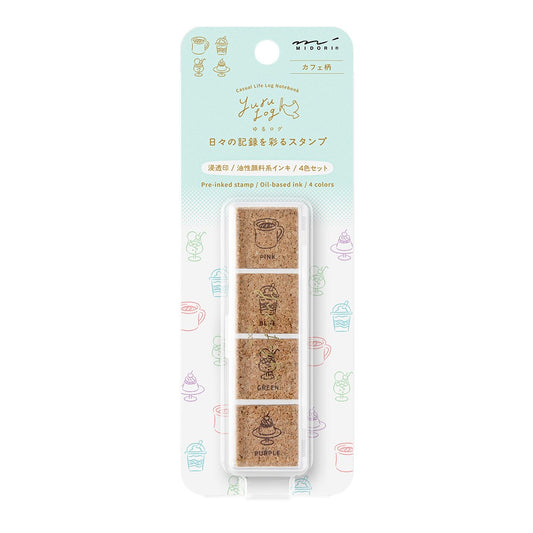Midori Yuru Log Pre-Inked Paintable Stamp Set - Cafe