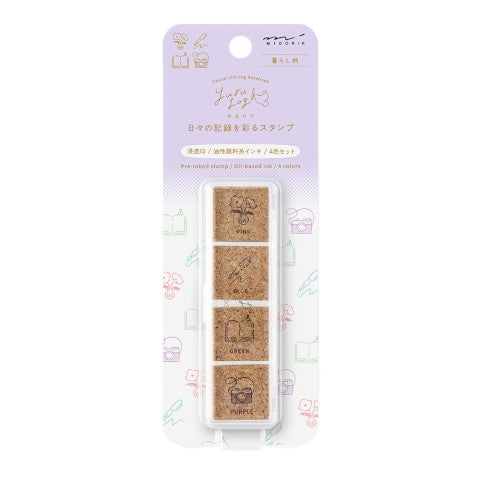 Midori Yuru Log Pre-Inked Paintable Stamp Set - Daily Life