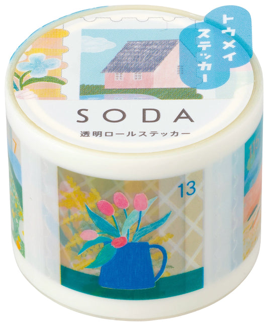 King Jim Hitotoki Soda Transparent Kiss Cut Masking Tape - Stamp
