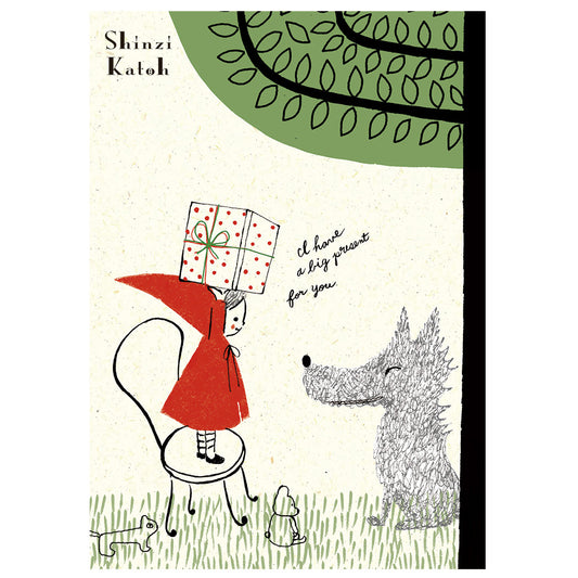 SHINZI KATOH Banana Paper Postcard - Little Red Riding Hood's Present