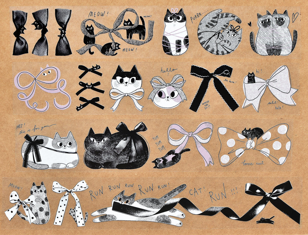 the cats SESAME & PEANUT PET Tape - Cats and Ribbon (Loops Only)