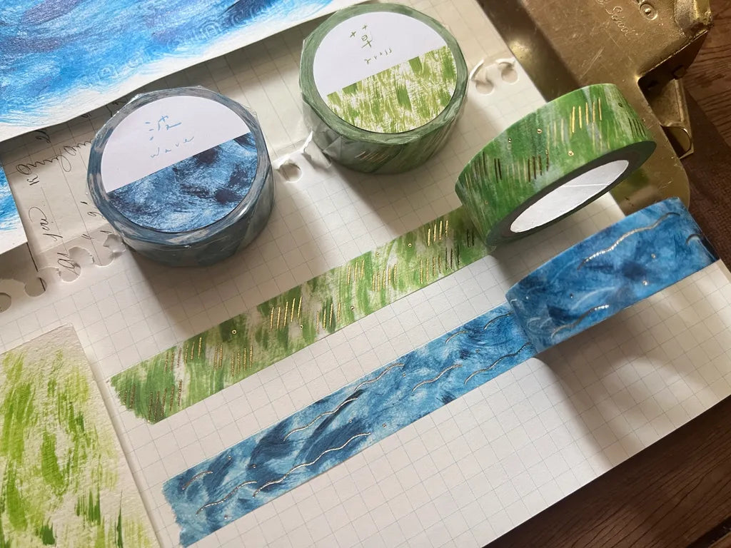 avocadomori Washi Tape - Grass and Waves