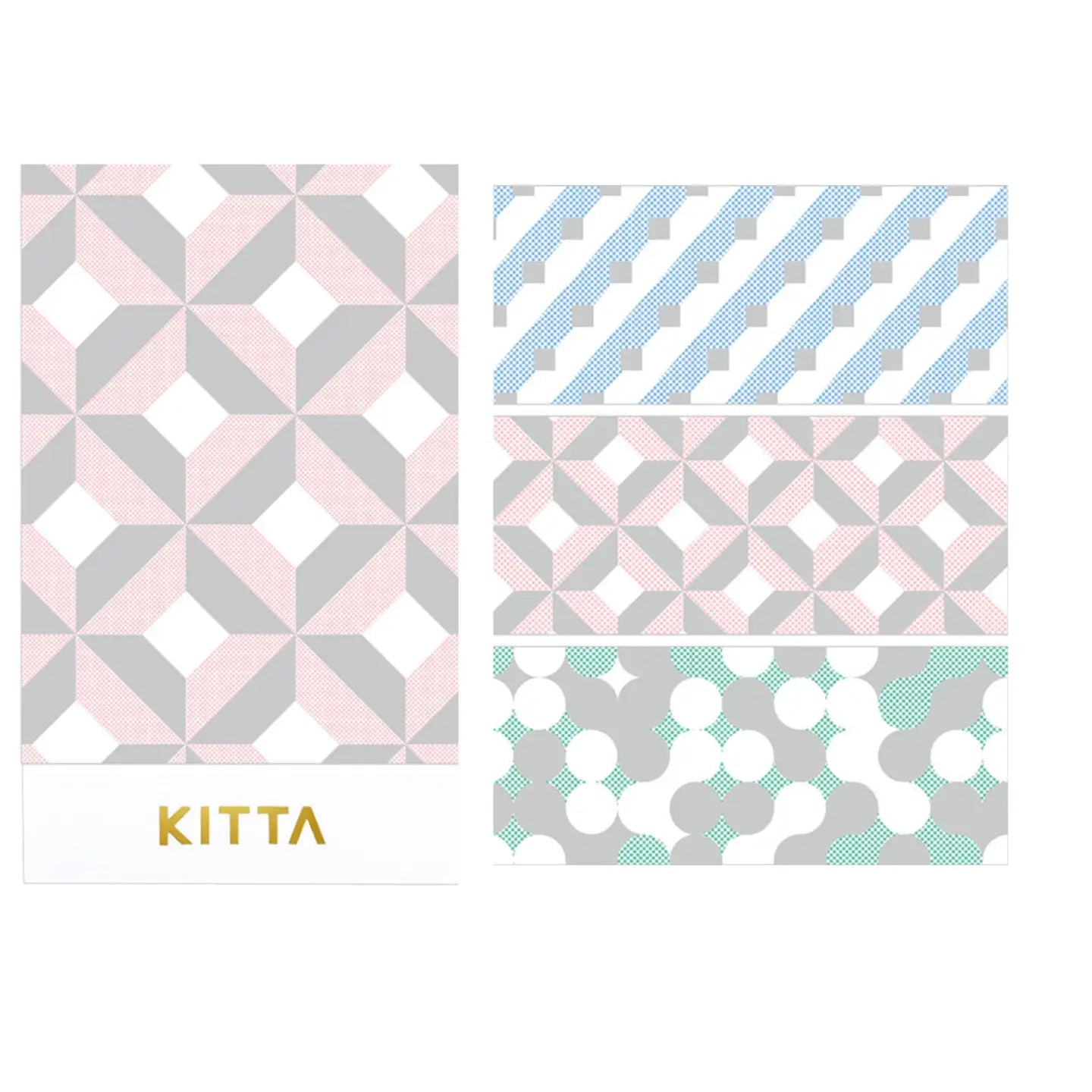 King Jim Kitta Portable Washi Tape - Wide Geometry with Silver Foil