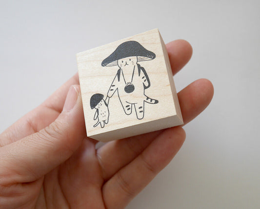 4legs Mushroom Cat Rubber Stamp - Hold My Hand