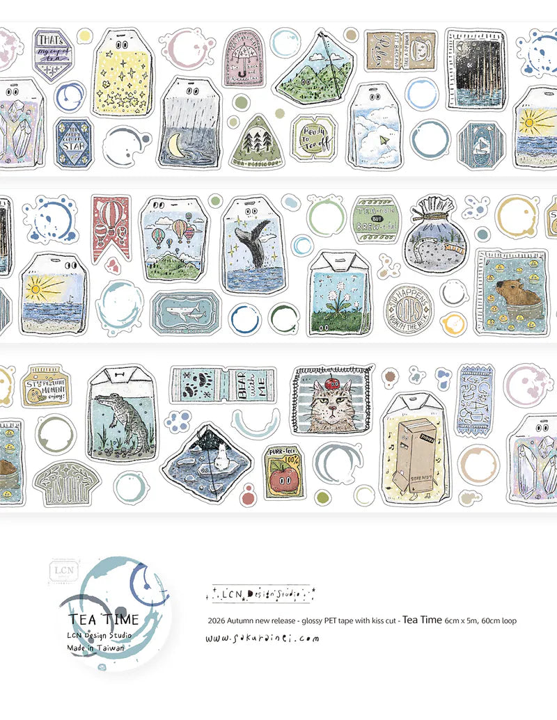 LCN Design Studio Kiss-Cut PET Tape - Tea Time