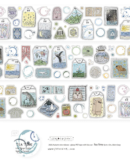 LCN Design Studio Kiss-Cut PET Tape - Tea Time