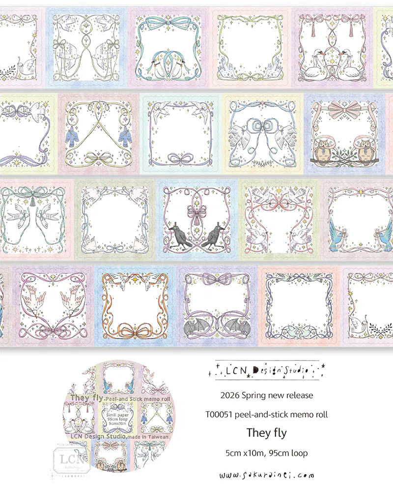 LCN Design Studio Peel and Stick Memo Roll - They Fly