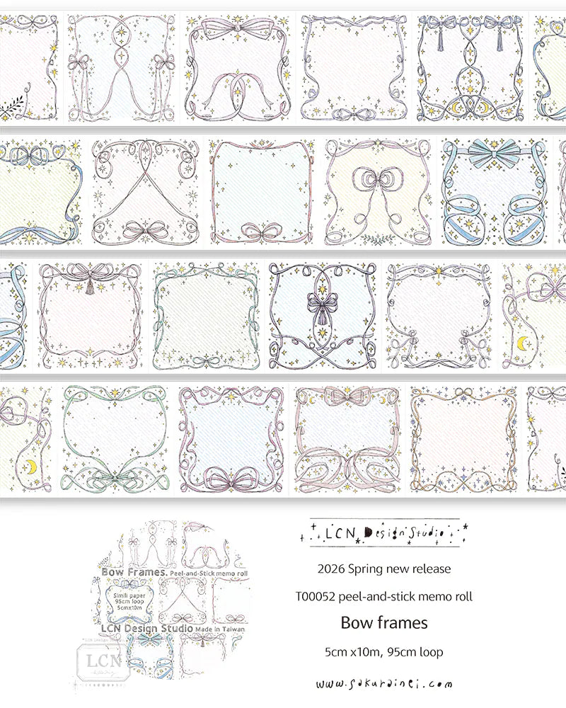 LCN Design Studio Peel and Stick Memo Roll - Bow Frames