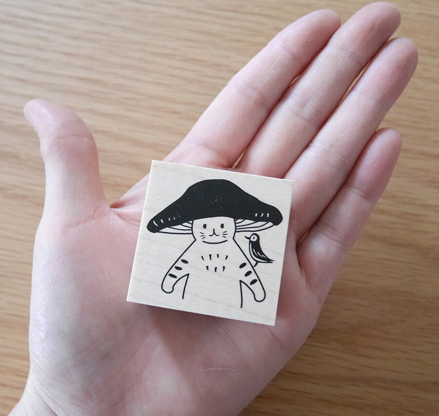 4legs Mushroom Cat Rubber Stamp - Hello Friend