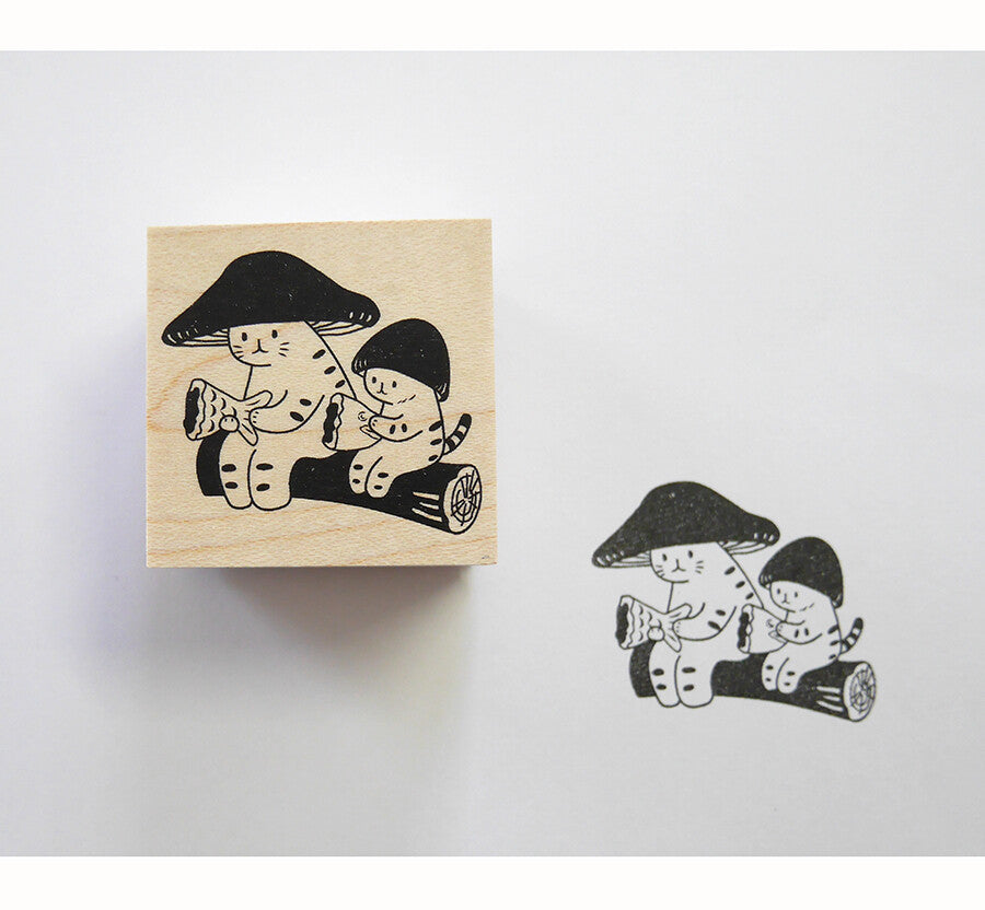 4legs Mushroom Cat Rubber Stamp - Taiyaki