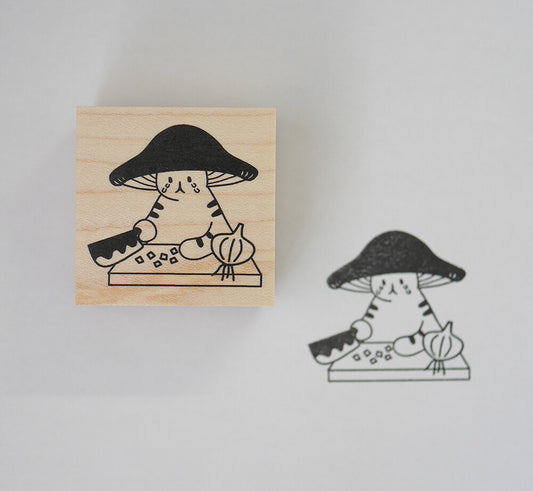 4legs Mushroom Cat Rubber Stamp - Meal Prep