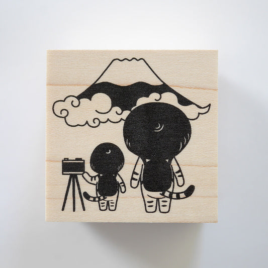 4legs Mushroom Cat Rubber Stamp - Mount Fuji