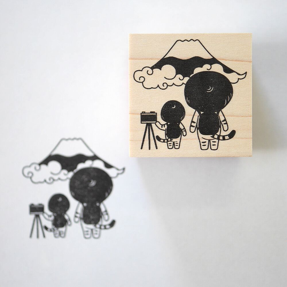 4legs Mushroom Cat Rubber Stamp - Mount Fuji