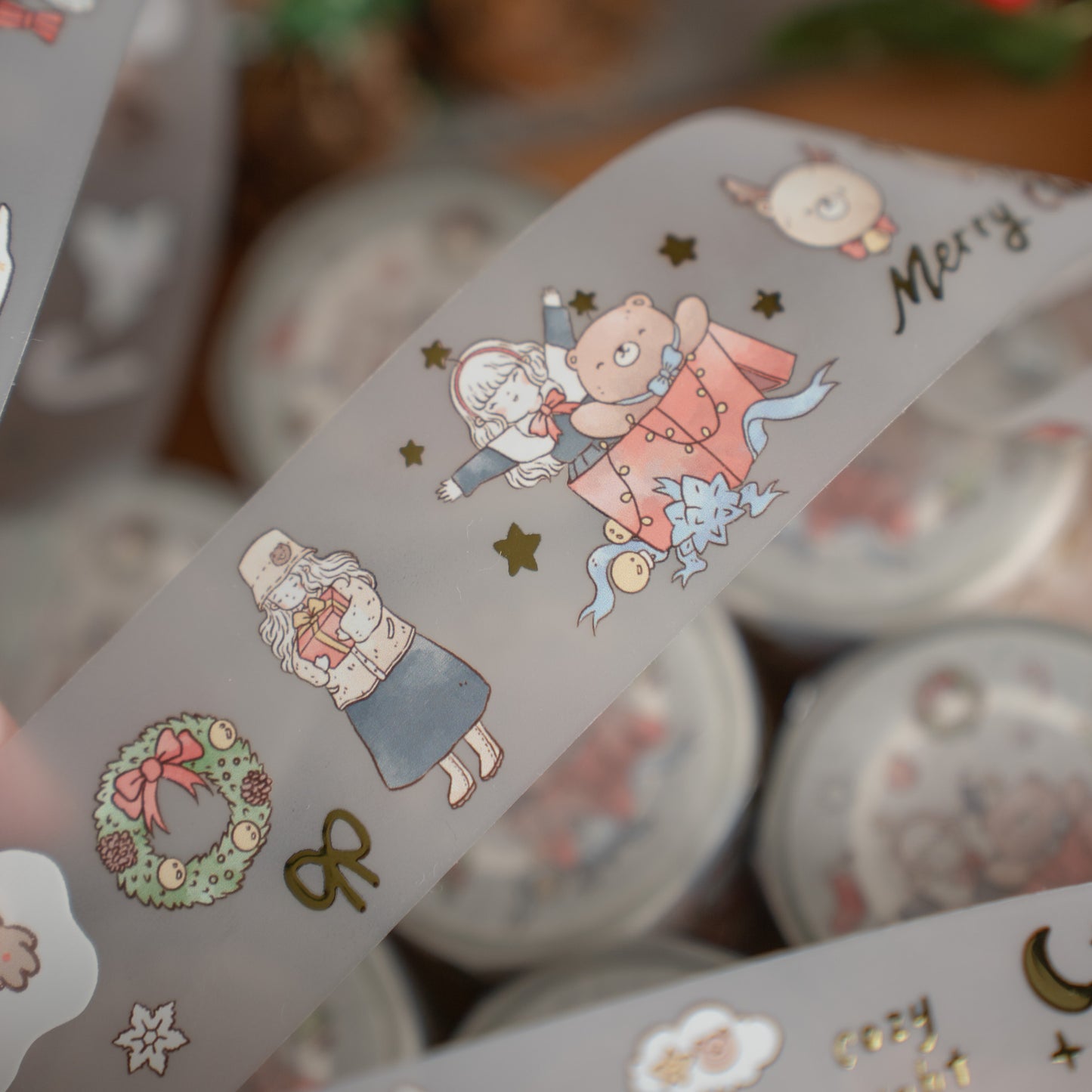 Sho Little Happiness PET Tape - Beary Christmas with Gold Foiling