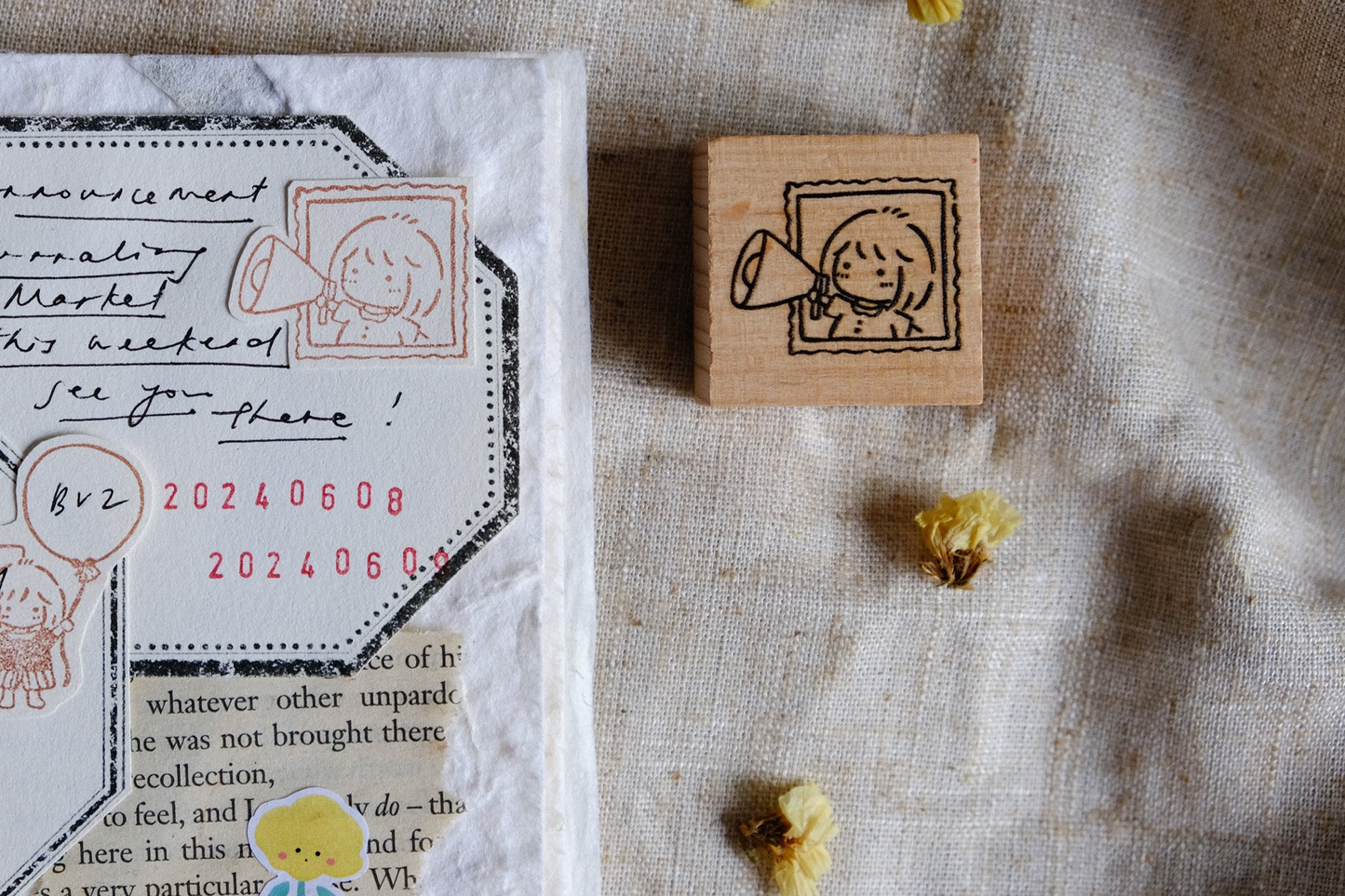 Eileen Tai Rubber Stamps - Bear and Girl Celebration