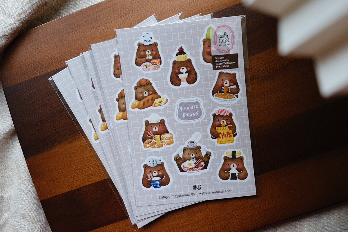 Eileen Tai Washi Sticker Sheet - Foodie Bears