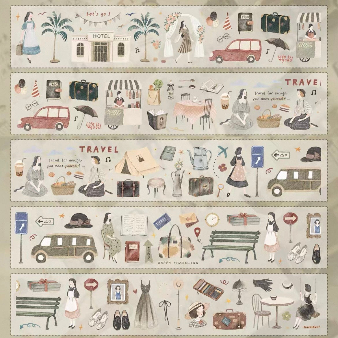 Yier Studio  Kiss-Cut Washi Tape - Travel Diary