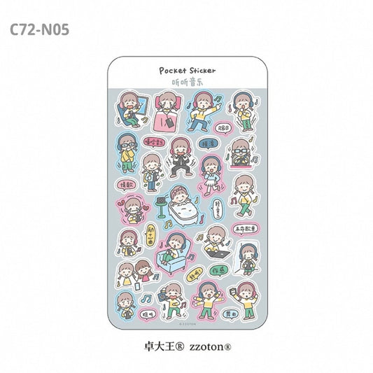 zZoton Molinta Pocket Sticker Sheet - Listen to Music