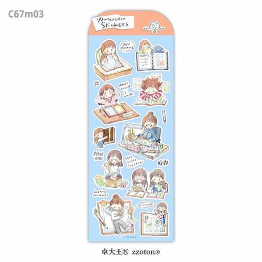 zZoton Molinta Watercolor Sticker Sheet - Journaling