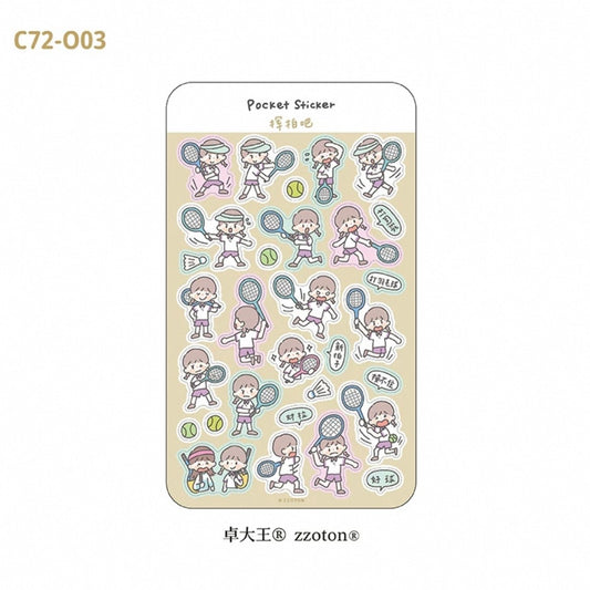 zZoton Molinta Pocket Sticker Sheet - Swing the Racket