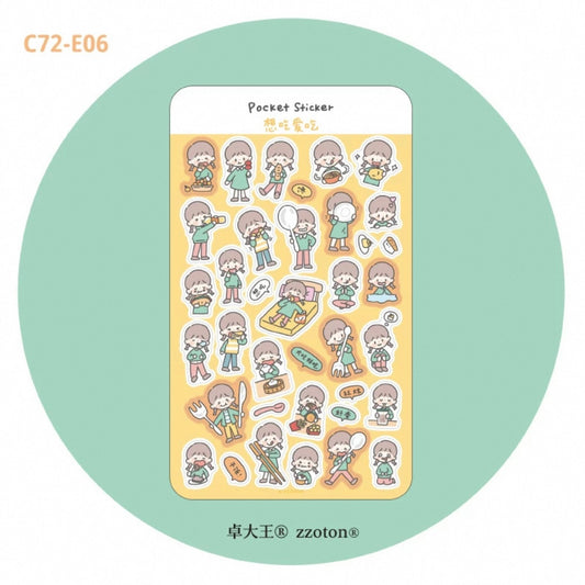 zZoton Molinta Pocket Sticker Sheet - Want to Eat, Love to Eat