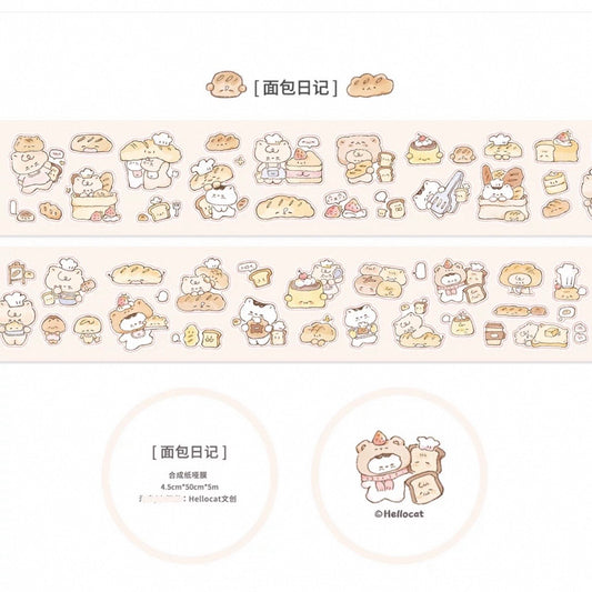 Hellocat Bread Diary Kiss Cut Synthetic Paper Tape