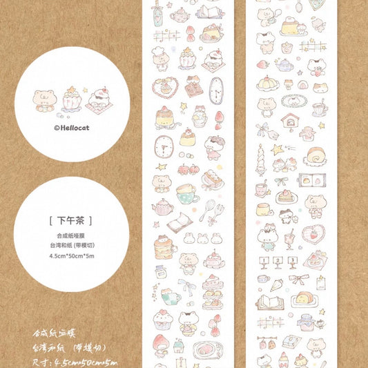 Hellocat Afternoon Tea Kisss Cut Tape - Washi or Synthetic Paper