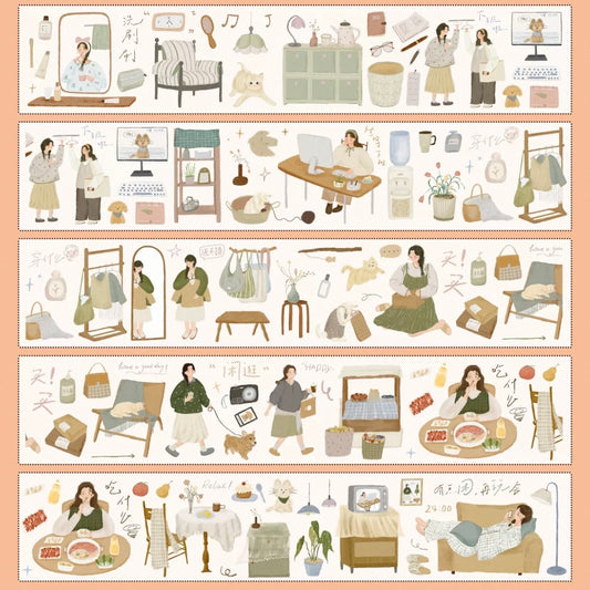 Yier Studio Kiss-Cut  PET Tape - A Fulfilling Day